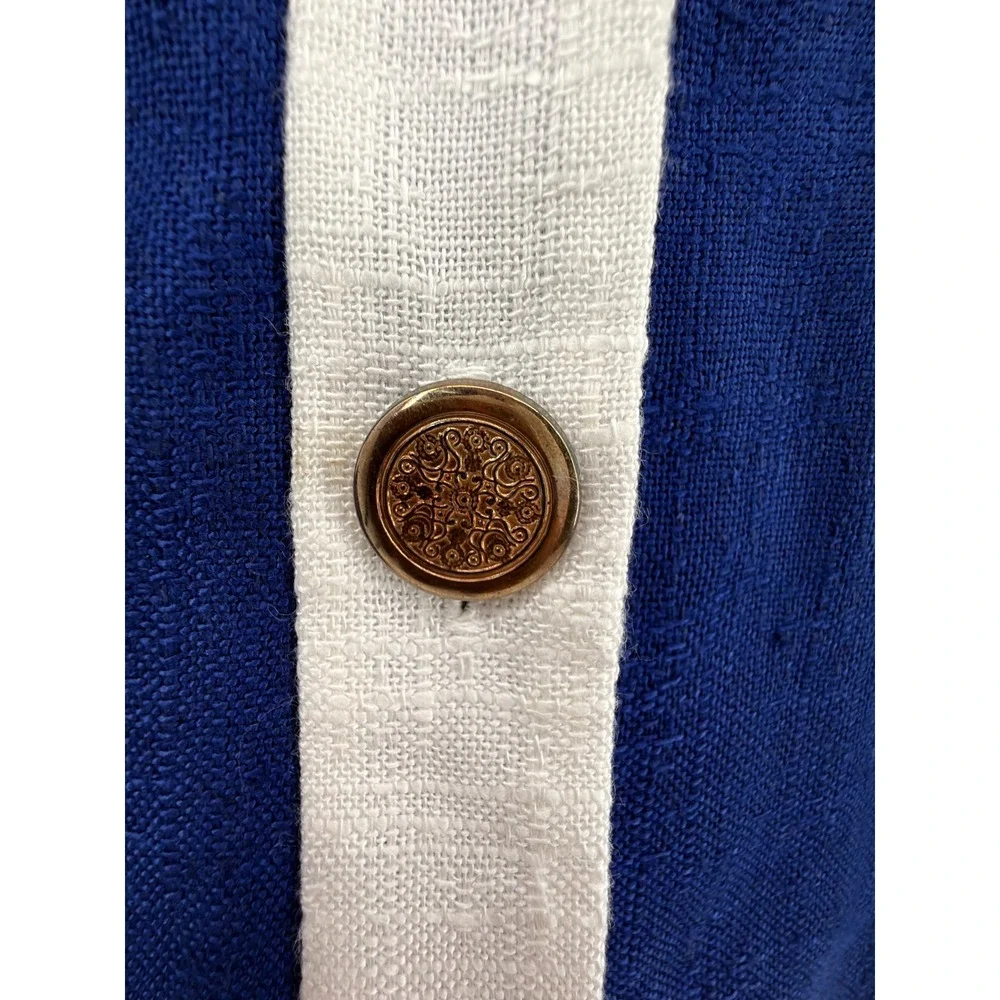 Vintage 90s Norton McNaughton Blue & White Blazer Rayon Flax NWT Size 14